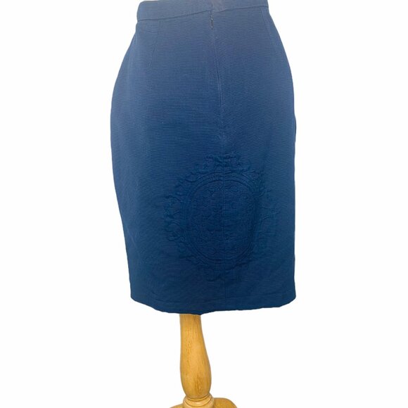 Peggy Jennings Vintage Corduroy Blue Pencil Skirt Sz 10 - Picture 10 of 13